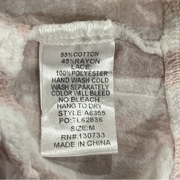 Umgee powder pink and white stripe long sleeve button down lace trim M - Picture 6 of 9